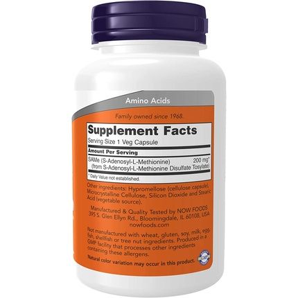 Now Same S-Adenosyl-L-Methionine 200Mg Nervous System Support 120 Veg Capsules