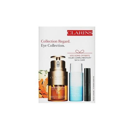 Clarins Double Serum Set Includes Double Serum Eye 20Ml Instant Eye Make Up Remover 50Ml And Mascara Supra Lift & Curl 3Ml