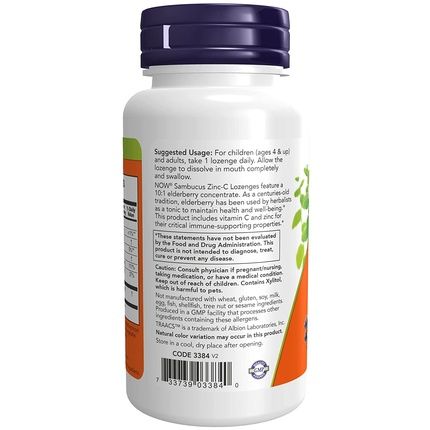 Now Foods Sambucus Zinc-C Lozenges 60 Count - Image 3