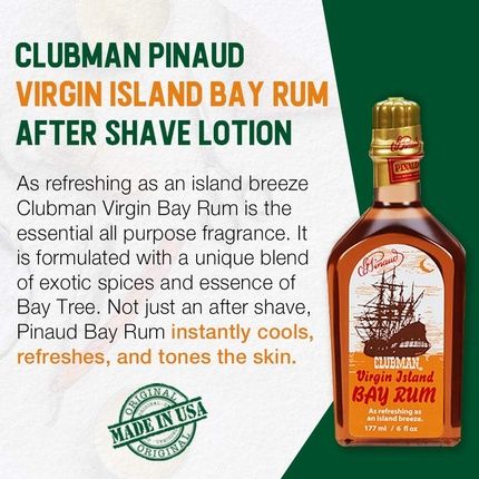 Pinaud Clubman Aftershave Virgin Island Bay Rum 177Ml - Image 3