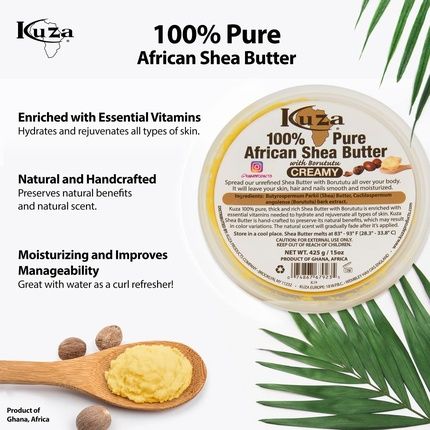 Kuza 100% African Shea Butter Creamy 15Oz - Image 3