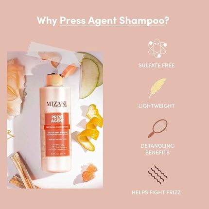Mizani Press Agent Thermal Smoothing Sulfate-Free Shampoo For Dry, Frizzy Hair With Agave Extract And Argan Oil Uv Filter 33.9 Fl Oz - Image 3