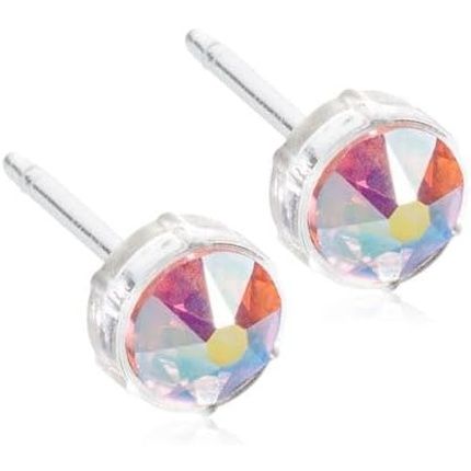 Blomdahl Nickel Free Medical Plastic 6Mm Crystal Stud Earrings