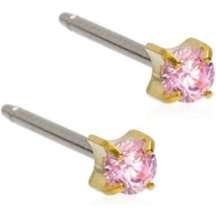 Blomdahl Hypoallergenic Golden Titanium 3Mm Cz Light Rose Prong Set Stud