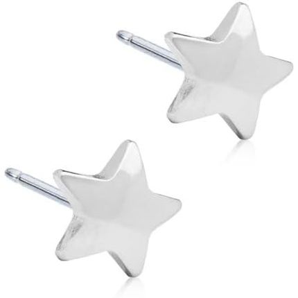 Blomdahl Hypoallergenic Silver Titanium Star Stud Earrings 8Mm Silver