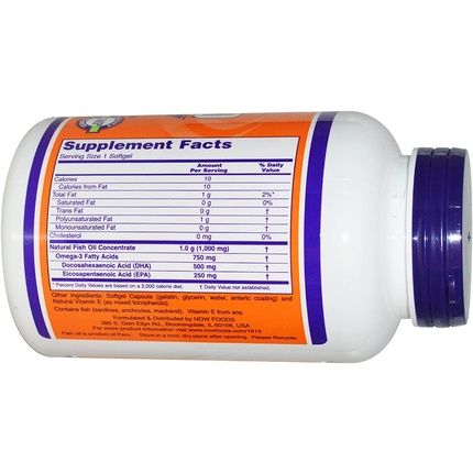 Direct To Peeps Now Foods Dha-500 Double Strength Omega 3 Fish Oil 180 Softgels Dha & Epa