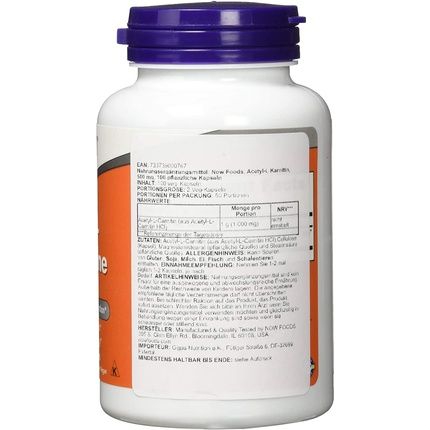 Now Foods Acetyl L-Carnitine 500Mg Vegetarian Capsules