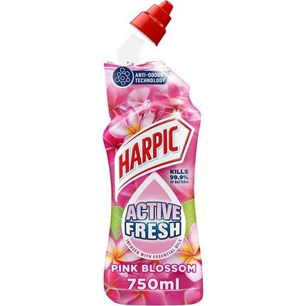 Harpic Active Fresh Toilet Cleaner Gel Removes Limescale And Stains Pink Blossom 1 Count
