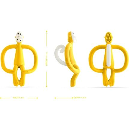 Matchstick Monkey Original Teether And Gel Applicator Silicone Bpa Free 3 Months Old+ 10.5Cm Yellow Monkey