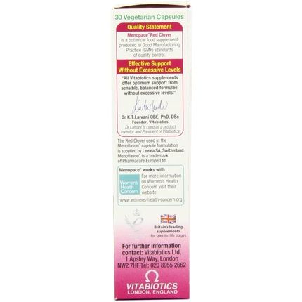 Vitabiotics Menopace Red Clover 30 Capsules