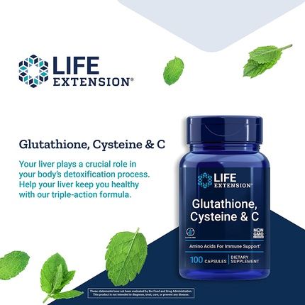Life Extension Glutathione Cysteine & C Vegetarian Capsules 100 - Image 3