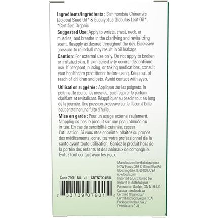 Now Foods Essential Oils Eucalyptus Roll-On Certified Organic Clarifying