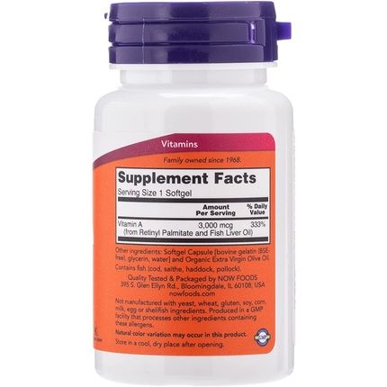 Now Foods Vitamin A 10,000 Iu 100 Softgels - Image 3