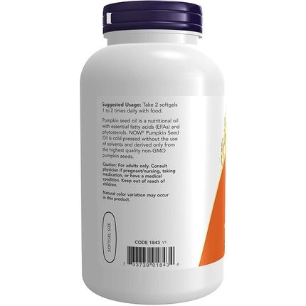 Now Supplements Pumpkin Seed Oil 1000Mg With Essential Fatty Acids And Phytosterols - 200 Softgels - Image 3