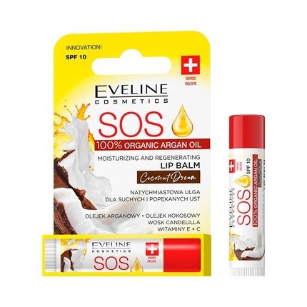 Eveline Cosmetics S.O.S. Moisturizing And Regenerating Lip Balm With Coconut