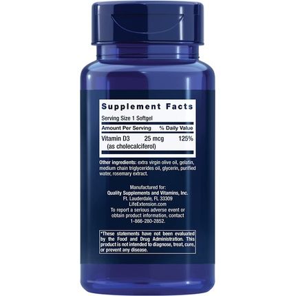 Life Extension Vitamin D3 1000 Iu 250 Softgels Soy-Free Gluten-Free