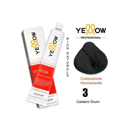 Yellow Alfaparf Yellow Color Permanent 3 Dark Natural Brown 100Ml