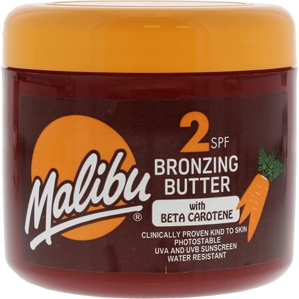 Malibu Sun Spf 2 Bronzing Fast Tanning Body Butter With Beta Carotene Water Resistant Tropical Coconut Fragrance 300Ml