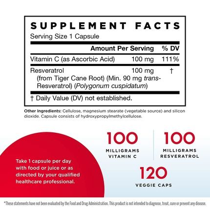 Jarrow Formulas Resveratrol 100Mg 120 Veggie Caps