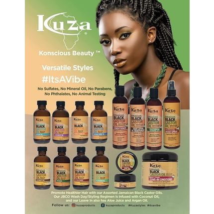 Kuza Naturals Jamaican Black Castor Oil Conditioning Braid Spray 354Ml