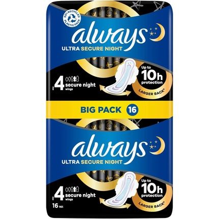 فوط صحية ألترا من الويز ليلة آمنة بالأجنحة مقاس 4 16