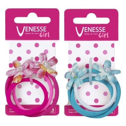 Girl'S Microfiber Elastic Bands With Flowers 3 Pcs