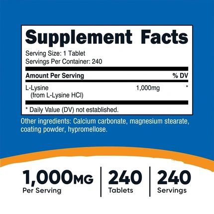 Nutricost Llysine Tablets 240 Count