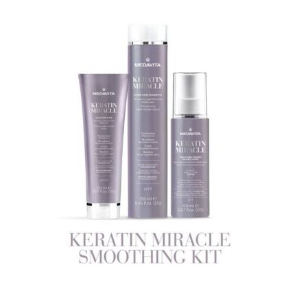 Medavita Keratin Miracle Smoothing Kit Shampoo Mask Spray - Image 4
