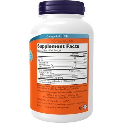 Now Ultra Omega-3 500 Epa And 250 Dha Cardiovascular Support 180 Fish Gelatin Softgels
