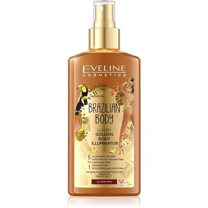 Eveline Brazilian Body Luxurious Golden Bronzing Mist 5In1 Moisturizes, Brightens, Smooths, Evens Skin Tone 150Ml