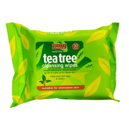 Beauty Formulas Tea Tree Cleansing Wipes - 30 Count