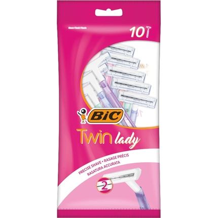 Bic Twin Lady Disposable Razors With 2 Stainless Steel Blades And Lightweight Handles Assorted Colours 10 Count
