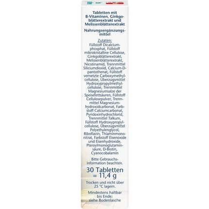 Doppelherz Stress Good Nerves With Vitamins B1 & B5, Extract From Lemon Balm Leaves & Ginkgo Biloba 30 Mini-Tablets - Image 3