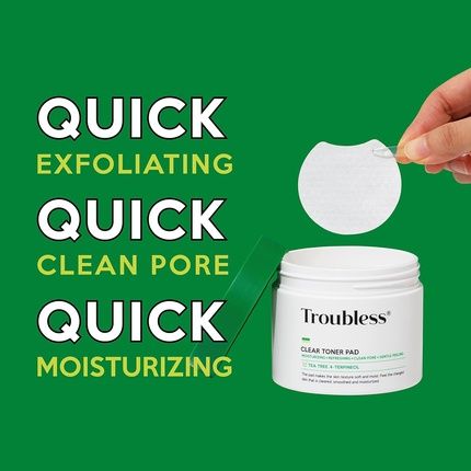 Troubless Clear Toner Pad For Face Gentle Peeling And Facial Soothing