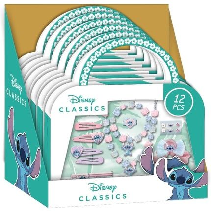 Stitch Children'S Beauty Set Multicoloured With 6 Scrunchies, 1 Fabric Scrunchie, 4 Hair Clips, 2 Necklaces, Ring And Stickers