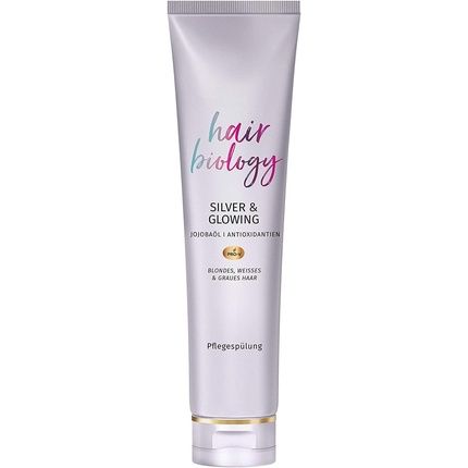 Hair Biology Silver & Glowing Conditioner For Blonde Grey White Hair Yellow Tinting No Yellow Conditioner Anti-Yellow With Jojoba Oil Hair Care 160Ml