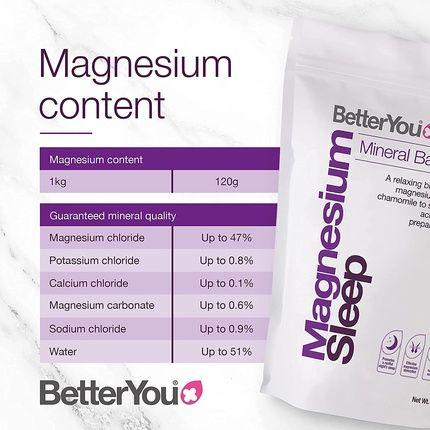 Betteryou Magnesium Sleep Mineral Bath Flakes With Lavender And Chamomile 1Kg - Image 3