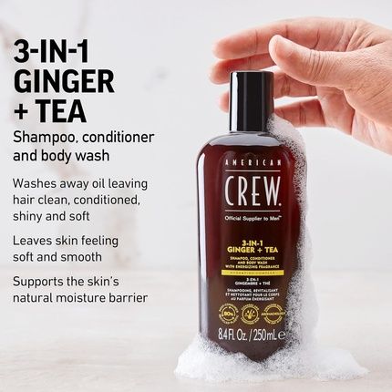 American Crew 3-In-1 Ginger + Tea Shampoo, Conditioner And Body Wash 8.4 Fl Oz - Image 3
