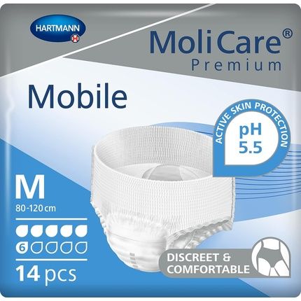 Molicare Premium Mobile Disposable Pants For Incontinence 6 Drops Size M (80-120Cm Hip Circumference) 14 Pieces