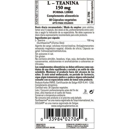 Solgar L-Theanine 150Mg Vegetable Capsules Mood Support And Relaxation 60 Servings - Image 3