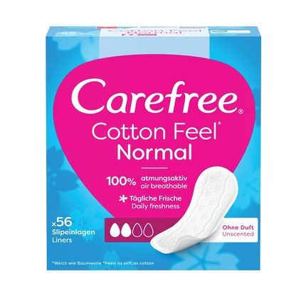 Carefree Cotton Feel Normal Unscented Panty Liners - 56 Pieces