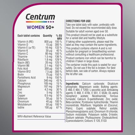 Centrum Women 50+ Multivitamin & Mineral Tablets 30 Tablets - Image 3