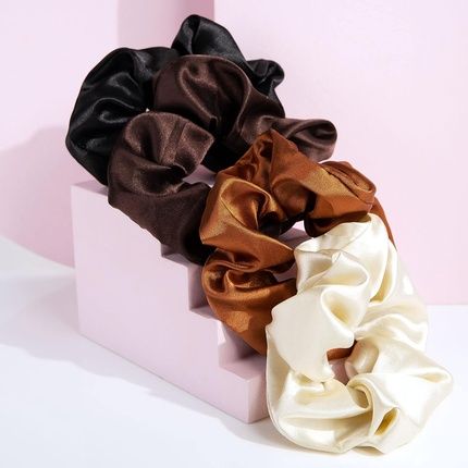 Brushworks Nude Satin Scrunchies