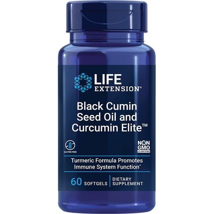 Life Extension Black Cumin Seed Oil & Curcumin Elite Turmeric Extract Supplement Pills 60 Softgels