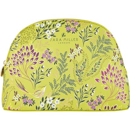 Sara Miller Beauty Haveli Garden Medium Green Cosmetic Wash Hand Bag Toiletries & Beauty Essentials Vegan Leather Printed Travel Gift