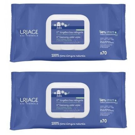 Uriage Baby Cleansing Wipes Set Of 2 X 70 Wipes