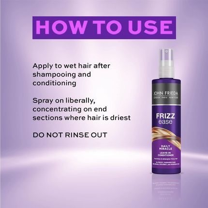 John Frieda Frizz Ease Daily Miracle Leave In Conditioner Moisturizing Conditioner Spray For Frizzy Hair 200Ml - Image 3