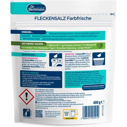 Dr. Beckmann Stain Salt Color Freshness Against Over 100 Stains And Light Discolorations Including Measuring Spoon 400G