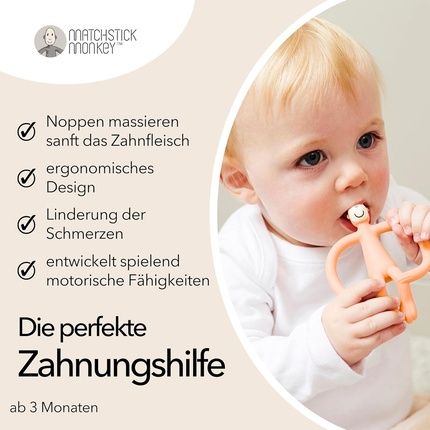 Matchstick Monkey Original Teething Ring Baby Teething Aid With Soft Nubs - Image 3