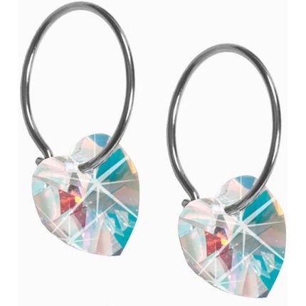 Blomdahl Hypoallergenic Natural Titanium Crystal Heart Pendant Earrings